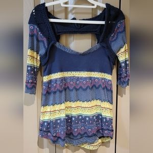 Free people boho top with crochet details